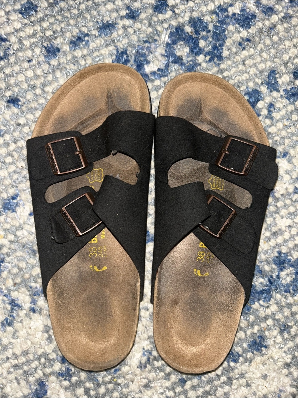 Birkenstock Black Two-Buckle Slide Sandals